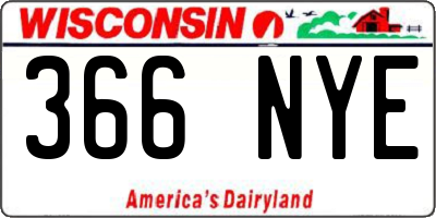 WI license plate 366NYE
