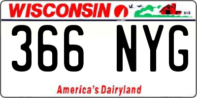 WI license plate 366NYG
