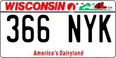 WI license plate 366NYK