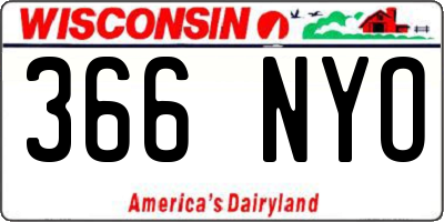 WI license plate 366NYO