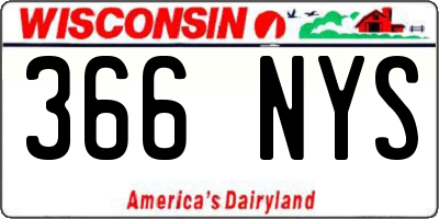 WI license plate 366NYS