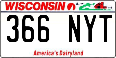 WI license plate 366NYT