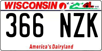 WI license plate 366NZK