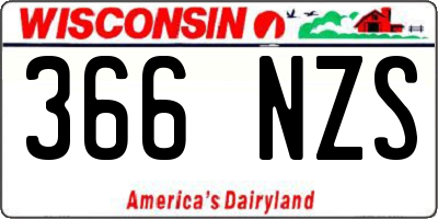 WI license plate 366NZS