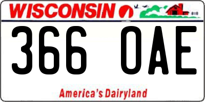 WI license plate 366OAE