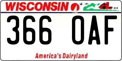 WI license plate 366OAF