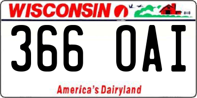 WI license plate 366OAI