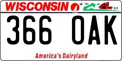WI license plate 366OAK