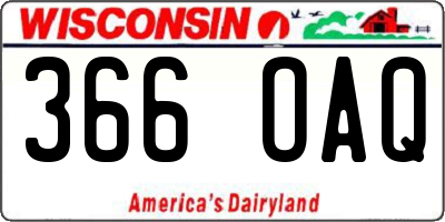 WI license plate 366OAQ