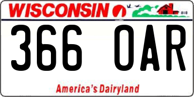 WI license plate 366OAR