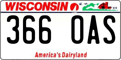 WI license plate 366OAS