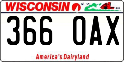 WI license plate 366OAX