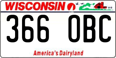 WI license plate 366OBC