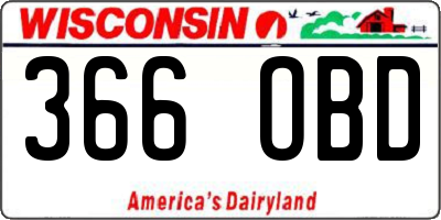 WI license plate 366OBD