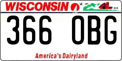 WI license plate 366OBG