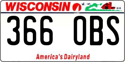 WI license plate 366OBS