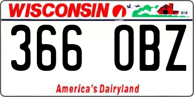 WI license plate 366OBZ