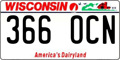 WI license plate 366OCN