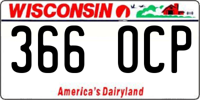WI license plate 366OCP