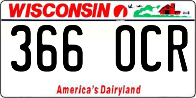 WI license plate 366OCR