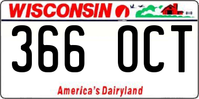 WI license plate 366OCT