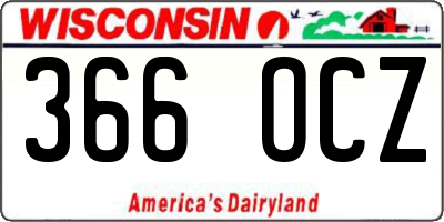 WI license plate 366OCZ