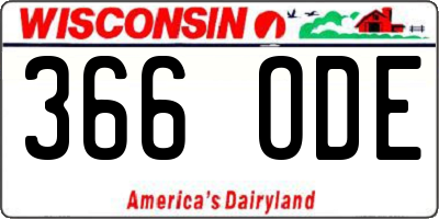 WI license plate 366ODE