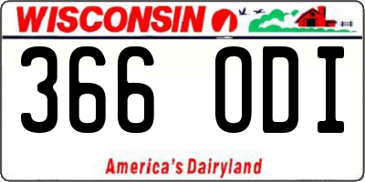WI license plate 366ODI