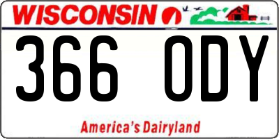 WI license plate 366ODY