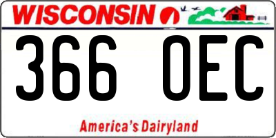 WI license plate 366OEC