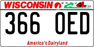 WI license plate 366OED