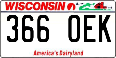 WI license plate 366OEK
