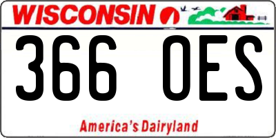 WI license plate 366OES