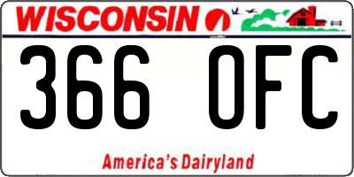 WI license plate 366OFC