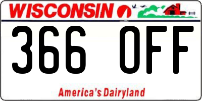 WI license plate 366OFF