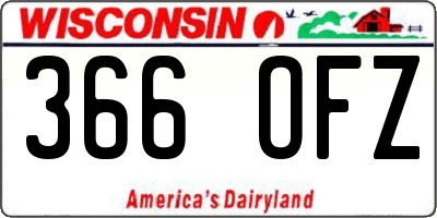 WI license plate 366OFZ