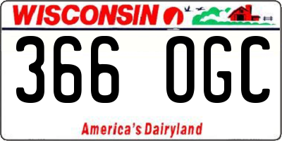 WI license plate 366OGC
