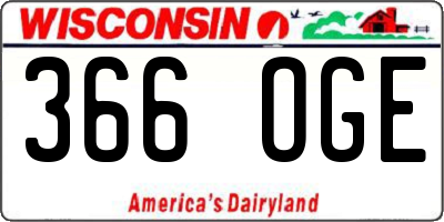 WI license plate 366OGE