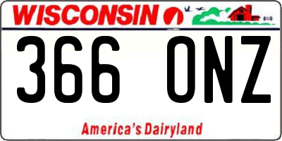 WI license plate 366ONZ