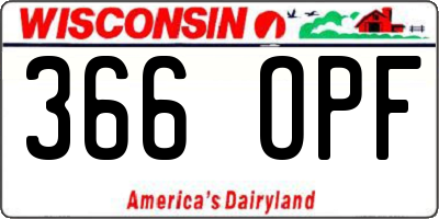 WI license plate 366OPF