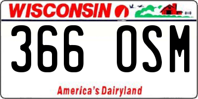 WI license plate 366OSM