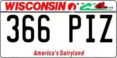 WI license plate 366PIZ
