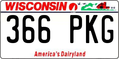 WI license plate 366PKG