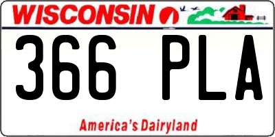 WI license plate 366PLA
