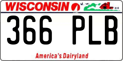 WI license plate 366PLB