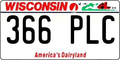 WI license plate 366PLC