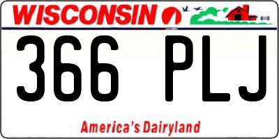 WI license plate 366PLJ