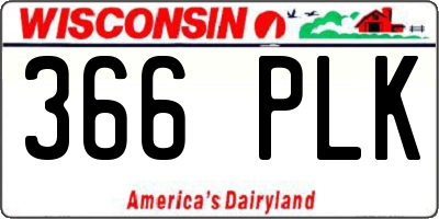 WI license plate 366PLK
