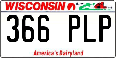 WI license plate 366PLP