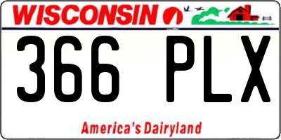 WI license plate 366PLX